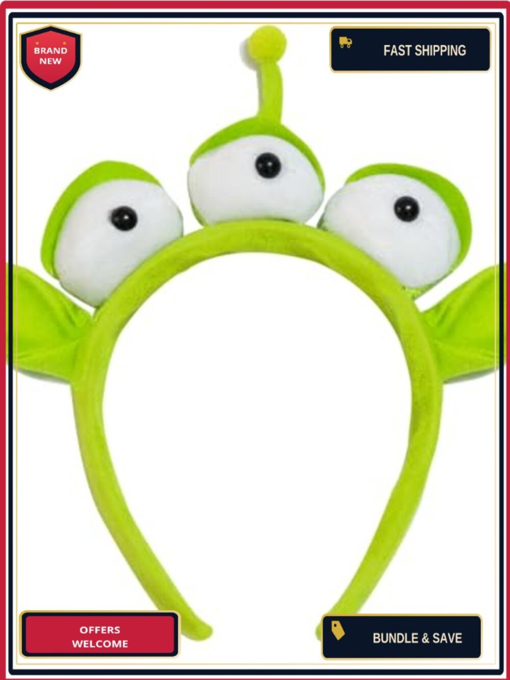 Plush Alien Headband Adult Costume Hair Accessory One Size